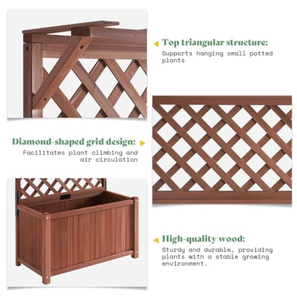 AMERLIFE Raised Garden Bed with 71" Trellis, Privacy Planter for Planting