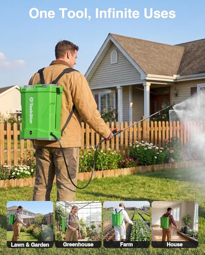 Taskstar 4 Gallon Backpack Sprayer Battery Powered for Lawn Weed Control - color: Lime Green