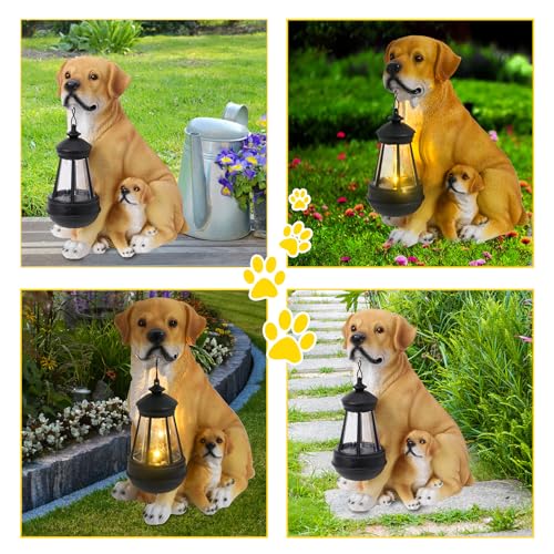Solar Labrador Dog Statue with Lantern, Outdoor Garden Decor Figurine Light - style: Labrador