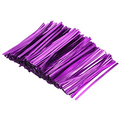 MECCANIXITY 750 Pcs 4" 10cm Foil Twist Ties, Purple - color: Purple, size: 4-inch