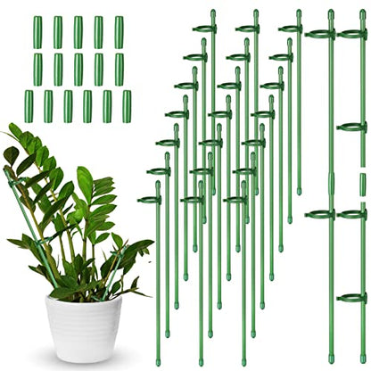 meekoo 30 Pcs 12 Inch Adjustable Plant Support Stakes for Indoor, Green