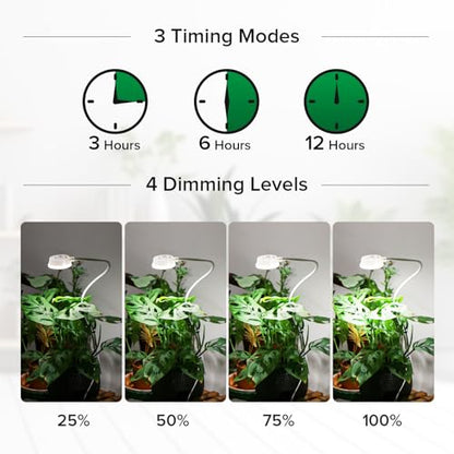 Small Clip-On Grow Light for Indoor Plants, Full Spectrum Timer - size: 1-Pcak