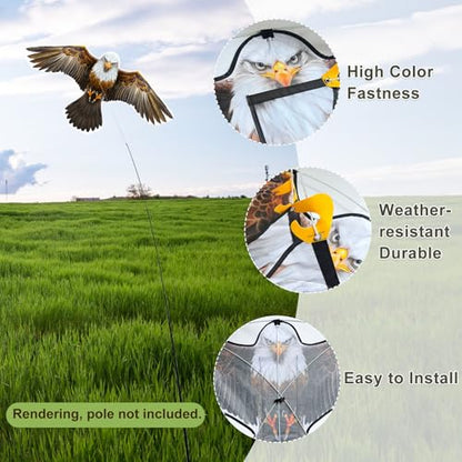 eyijklzo Bird Scarer Hawk Flying Kite Without 13ft Pole-Only Brown Kite - style: Brown-Only kite