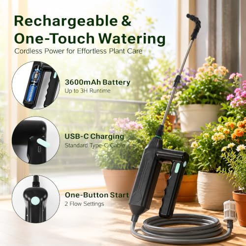 Electric High Reach Plant Waterer, 24-32in Watering Wand for Hanging Plants