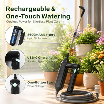 Electric High Reach Plant Waterer, 24-32in Watering Wand for Hanging Plants
