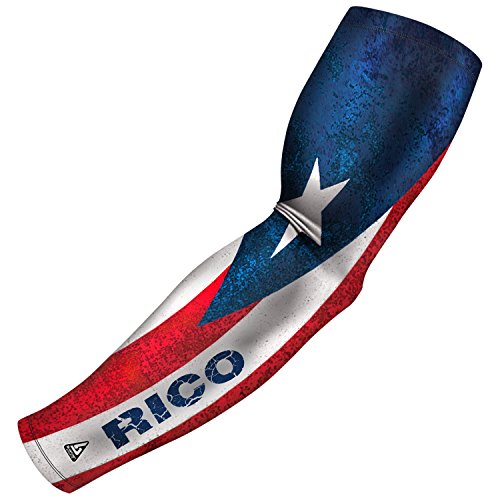 B-Driven Sports Sleeve Pro-Fit - Patriotic Arm Sleeve - USA, Cuba, Mexico, Israel, Canada, Venezuela, Dominican Rep. - Single - color: Puerto Rico, size: XXX-Small (Youth Standard)