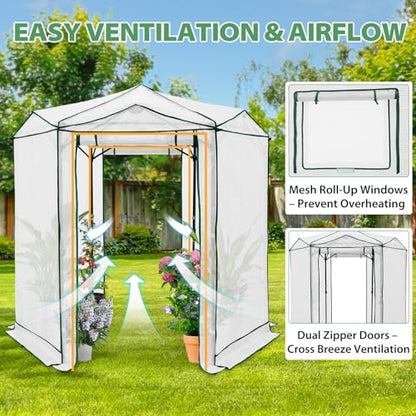 EAGLE PEAK 6.6x6.6 Easy Setup Pop Up Greenhouse, Hexagon, Clear/White - color: Clear/White, size: 6.6x6.6