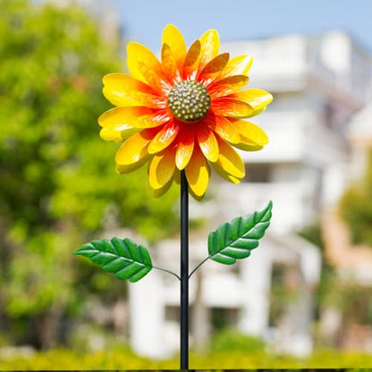 Viveta Sunflower Outdoor Wind Spinner, 4 Layers Metal Wind Spinners - color: Sunflower