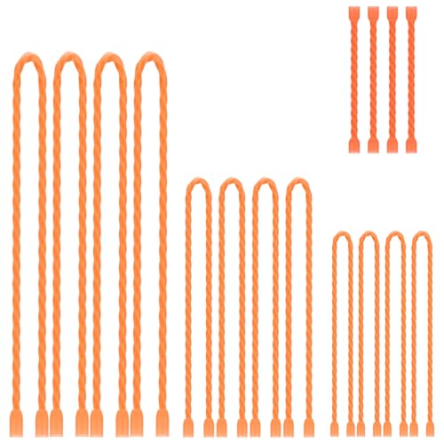 16Pcs 3-24inch Silicone Cable Ties Reusable Steel-Core Silicone Twist Cable Tie Straps for Bundling and Organizing Colorful Bendable Holder Strap for Indoor and Out All Purpose, Orange - color: Orange, size: 3-24 Inch