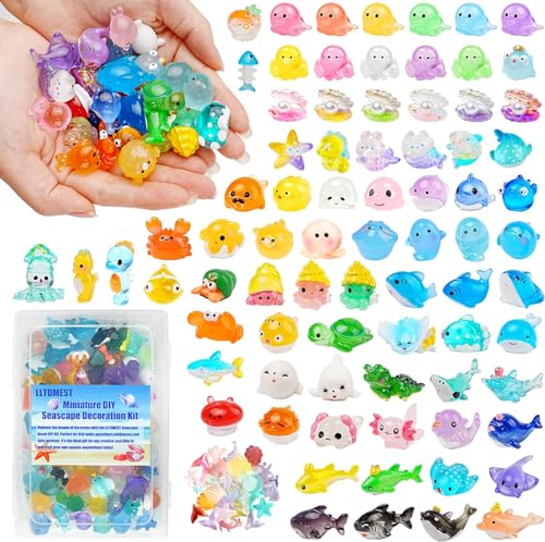 100+pcs Ocean Mini Resin Animals 78 Styles Tiny Sea Resin Dollhouse Décor