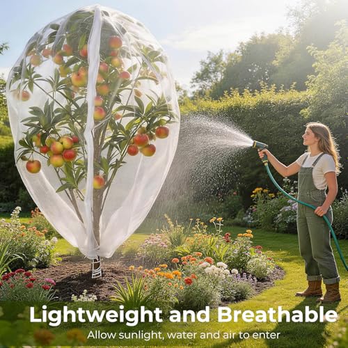Fruit Tree Netting Cover with Zipper & Drawstring, 10ft x 10ft Insect Bird Barrier Netting for Garden Protection, Ultra Fine Mesh Garden Netting Pest Barrier, Extra Large, 1 Pack - size: 10 x 10 ft(1 Pack)