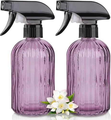 Glass Plant Mister Spray Bottle 15oz Purple Adjustable Nozzle for Gardening - color: Purple