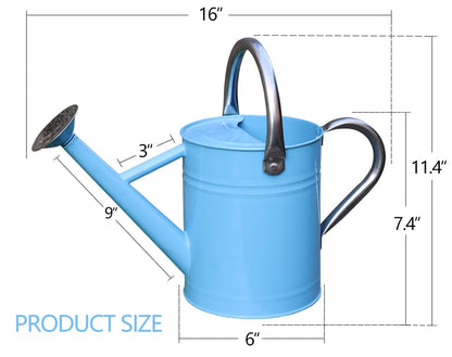Metal Watering Can, 1 Gallon for Outdoor Garden Plants, Blue - color: Blue With Stainless Steel Handle
