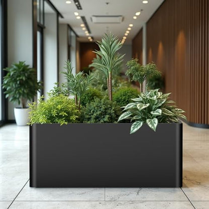Metal Rectangular Outdoor Planter 36" L x 15" W x 15" H,Black - color: Black
