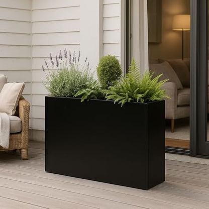 Kozyard 30”Lx12”Wx24”H Metal Planter Box Indoor Outdoor - color: Black/30”l X 12”w X 24”h