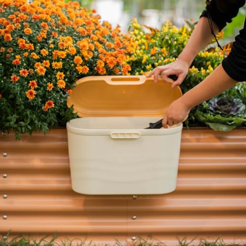Vego Garden Heavy-Duty Hanging Garden Toolbox, Weather-Resistant Durable Polymer, Holds Up to 44 lbs, Features a Rounded Lid Daffodil Yellow - color: Daffodil Yellow