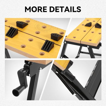 Auto Dynasty Folding Workbench w/Vise, 8-12" Adjustable Width, Portable
