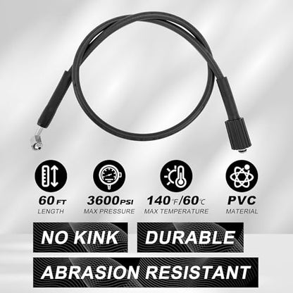Tool Daily Retractable Pressure Washer Hose Reel 60 FT x 1/4”, 3600 PSI - size: 60 FT