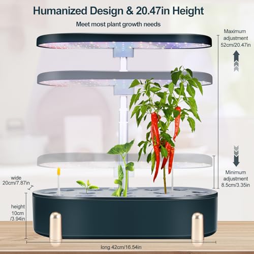 Indoor Garden Hydroponics Growing System12 Pods Plant Germination Kit Aeroponic Herb Vegetable Growth Lamp Countertop with LED Grow Light Hydrophonic Planter Grower Automatic Water Circulation (Green) - color: Green