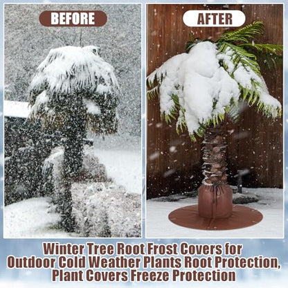 2 Pack Palm Tree Root Protectors - 3 Layers Tree Root Freeze Protectors with Ground Nails, Winter Tree Root Frost Covers for Outdoor Cold Weather Plants Root Protection, Plant Covers Freeze Protection