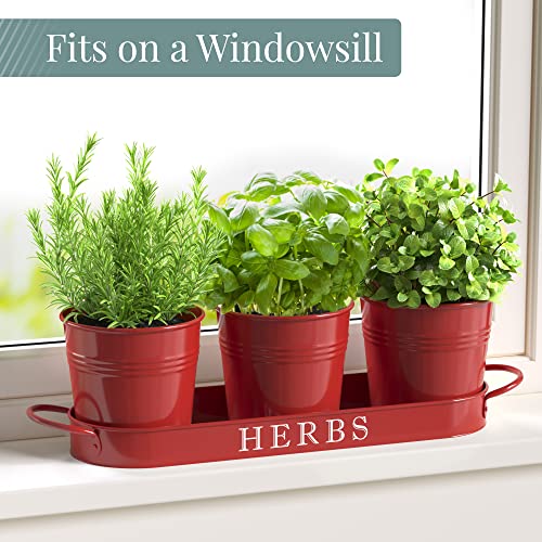 Barnyard Designs Indoor Herb Garden Planter Pots Set/3 (Brick Red) - color: Brick Red