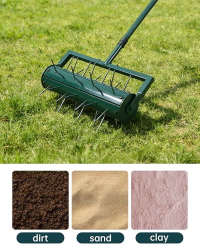 Rolling Lawn Aerator Tool with 39 Spike for Outdoor Lawn Yard Soil Garden
