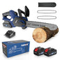 NANWEI Battery Chainsaw 12 inch, Brushless Motor, 2 x4.0Ah Batteries and Charger, Auto Oiling, Tool-Less Adjustment, Battery Powered Chainsaw For Wood,Tree Cutting (With Batteries)