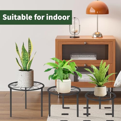 5 Pack Metal Plant Stands, Plant Shelf, Plant Holders for Indoor Outdoor - color: Black - 5 Pack
