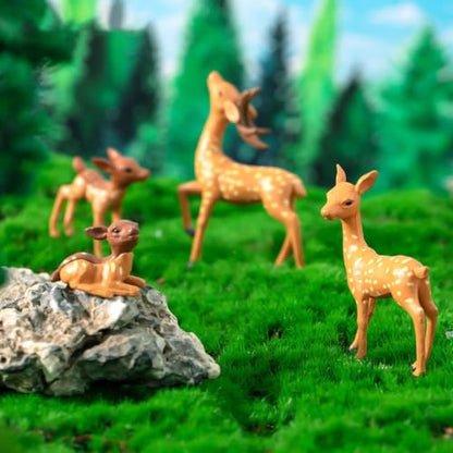 Exasinine 12 Pcs Mini Deer Figurines, Woodland Animal Decor