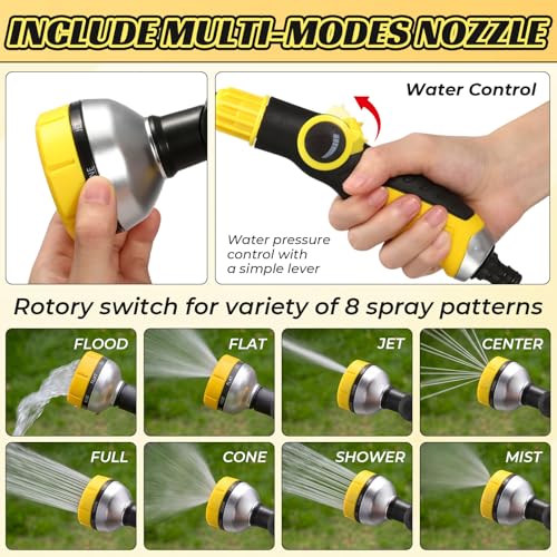 Hushee 2 Pack Watering Wand for Garden Hose, 18.5 in, 8 Spray Patterns