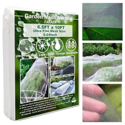 Garden Pest Barrier Netting, Plant Covers 6.5x10Ft Ultra Fine Mesh Net - size: 6.5ftx10ft