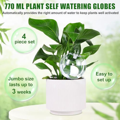 4 Pack 26 oz Extra Large Plant Self Watering Globes Top Fill - size: 4 Pack