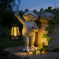 Solar Frog Garden Statue, Resin Figurine with Ladybug & Hanging Solar Lantern Outdoor Decor - style: frog2