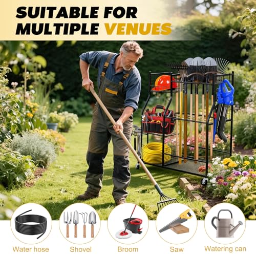 Garden Tool Organizer Rolling Cart Large Capacity Rust-Resistant Tool Cart