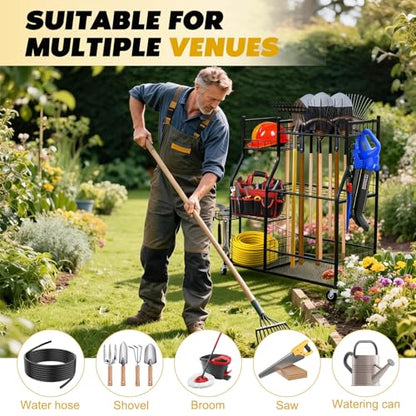 Garden Tool Organizer Rolling Cart Large Capacity Rust-Resistant Tool Cart