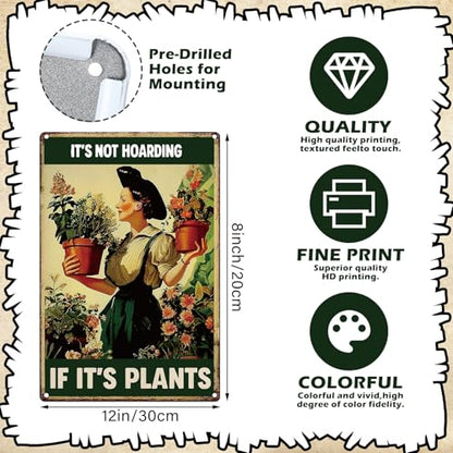 10 Pcs Vintage Funny Garden Metal Sign for Woman, 12 x 8 Inch