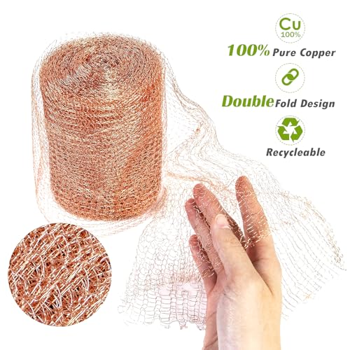 Copper Mesh Rodent Control 4" x 50 in Copper Wool for Slugs Mice Pest Snail - size: 4 inx50 in