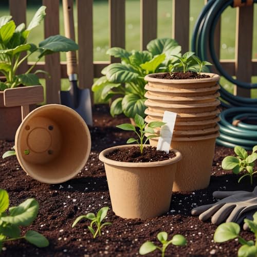 30 Pack 5" Biodegradable Peat Pots, Seed Starter with Drainage