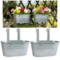 2 Pack 10" Galvanized Hanging Railing Planters with Hooks and Drainage - size: 10 Inch