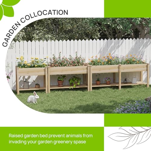 Wood Raised Garden Bed Outdoor Planter Box Herb Planter Garden Bed With Leg - color: Natural, size: Large