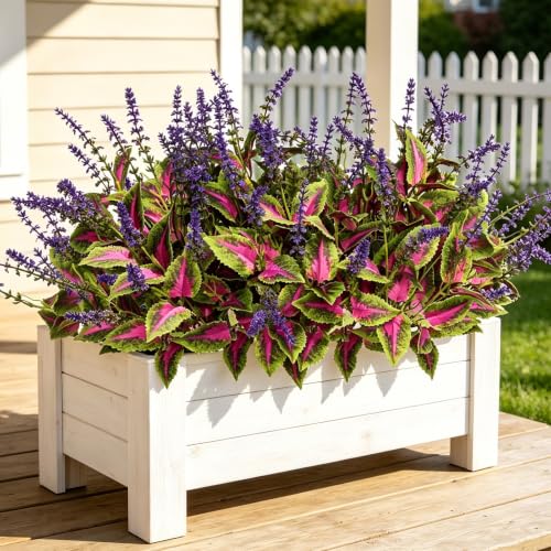 Artificial Coleus Lavender Fake Plants Faux Greenery, 10 PCS
