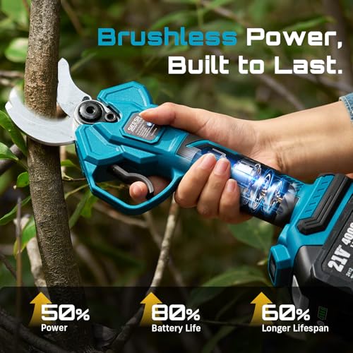 SEESII Electric Pruning Shears 1.6'' Cut, 4 Modes Cordless Brunch Cutter - color: Sky Blue