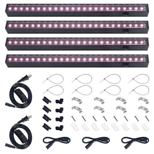 Barrina T5 LED Grow Lights Strip, 1FT Full Spectrum, Black Cover, 4 Packs - color: Pinkish White, size: 1ft-black Cover
