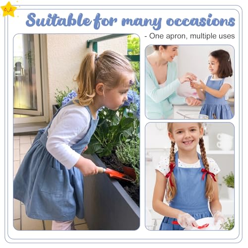 Kids Pinafore Apron, Cross Back Apron, Japanese Style Bib Aprons Home Clothes - color: Blue, size: 60 x 122 cm