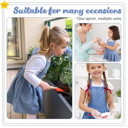 Kids Pinafore Apron, Cross Back Apron, Japanese Style Bib Aprons Home Clothes - color: Blue, size: 60 x 122 cm