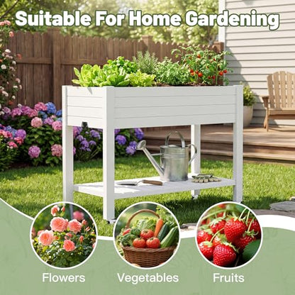 Fancyango Raised Garden Bed with Wheels 33.7" Hx2 -Ashen - color: Ashen, size: 33.7"Hx2