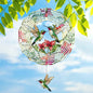FLAGWIX Hummingbird Wind Spinner, 12 in Stainless Steel Garden Decor - color: Hummingbirds and Flowers