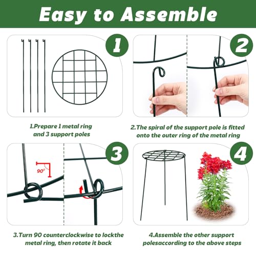 4 Pack Round Peony Cages and Supports, 20 x 30 Inches (D x H) - size: 20 x 30 Inches