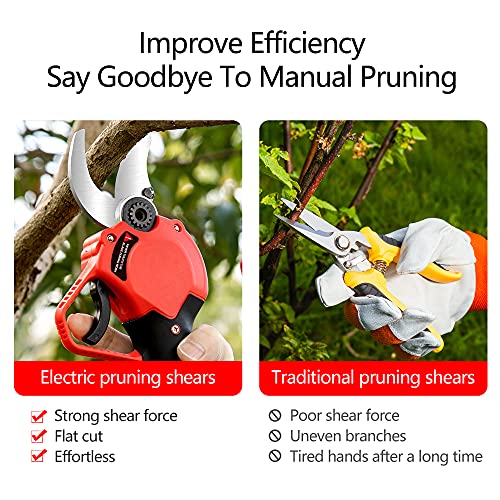 Electric Pruning Shears，Professional Cordless Tree Branch Pruner with 2PCS Lithium Battery and Matching Tools，30mm (1.2″) Cutting Diameter
