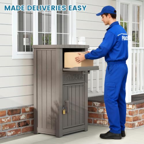 Package Delivery Box for Outside, Parcel Drop Box, Slate Gray, 60 Gallon - color: Slate Gray